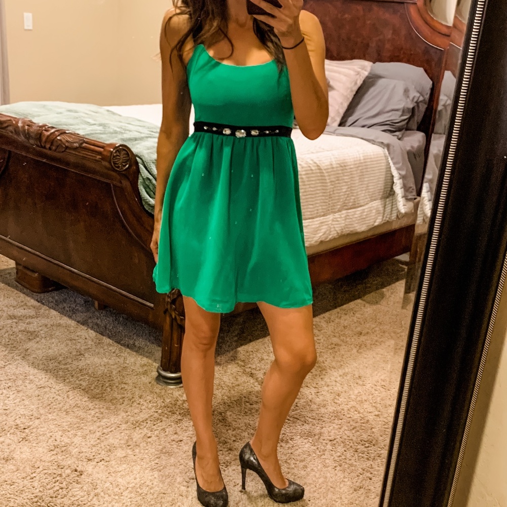 Bright green dress